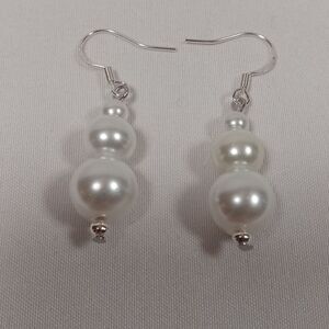 Faux pearl bar earrings